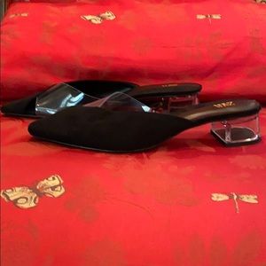 New Zara Black/transparent Mules, Size 11.